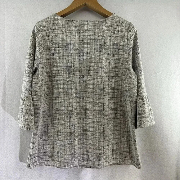 Talbots Women’s Plus Gray Cross Hatch Bell Sleeve Top Size X (1X) Casual Career - Picture 2 of 6
